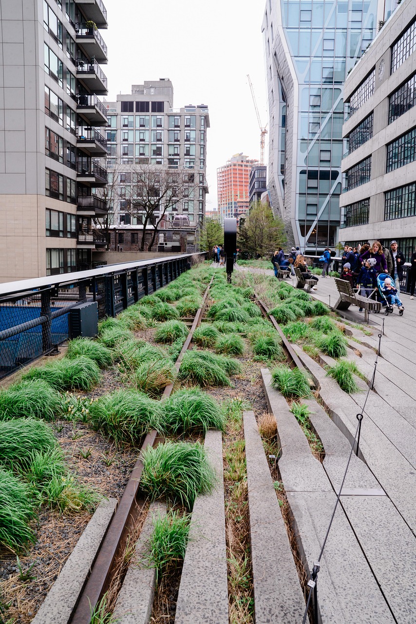 People walking on The High Line park