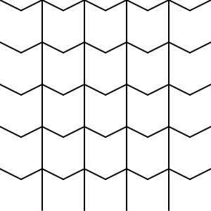 An infinte tiling of hexagons which are irregular